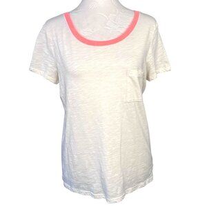 American Eagle Pocket T Shirt White Neon Trim Short Sleeve Small